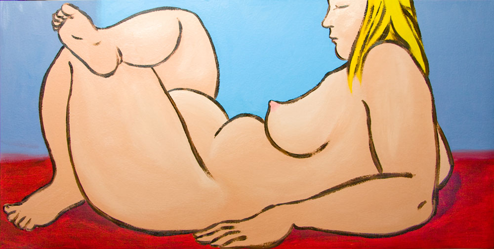 Chris Rywalt, Reclining Nude, 2009, oil on panel, 48x24 inches